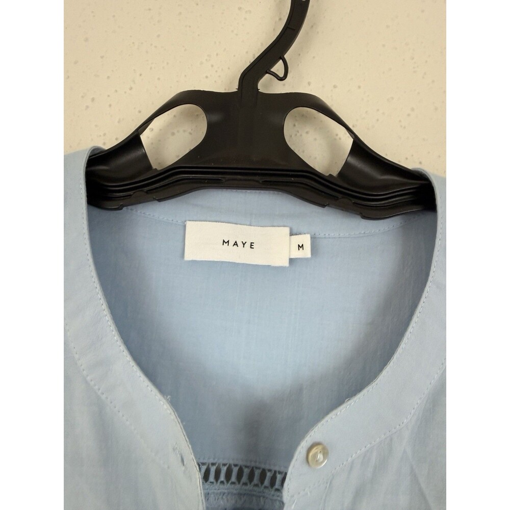 MAYE Paloma Shirt Sz Medium Cotton Light Blue Lightweight Ladder Lace - Picture 2 of 6